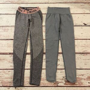 Gymshark‎ Dry Flex Leggings Womens XS Heathered Grey Body Contour Lot of 2